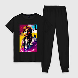 Пижама хлопковая женская John Lennon - world legend, цвет: черный