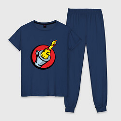 Пижама хлопковая женская Chicken gun логотип, цвет: тёмно-синий