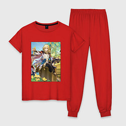 Пижама хлопковая женская Кавех Геншин импакт, цвет: красный