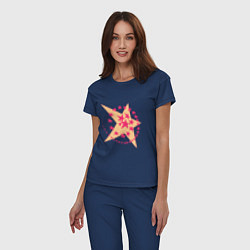 Пижама хлопковая женская Звездная спираль, цвет: тёмно-синий — фото 2
