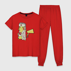Пижама хлопковая женская Пикачу СССР, цвет: красный