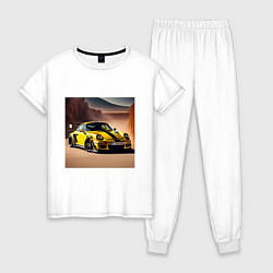 Пижама хлопковая женская Porsche 911, цвет: белый