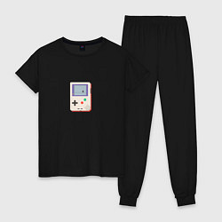 Пижама хлопковая женская Игровая консоль Геймбой, цвет: черный