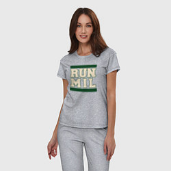 Пижама хлопковая женская Run Milwaukee Bucks, цвет: меланж — фото 2