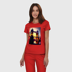 Пижама хлопковая женская Тауэрский мост, цвет: красный — фото 2