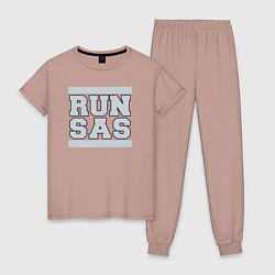 Пижама хлопковая женская Run San Antonio Spurs, цвет: пыльно-розовый