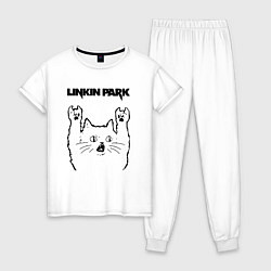 Пижама хлопковая женская Linkin Park - rock cat, цвет: белый