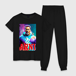 Пижама хлопковая женская Super Arnold Schwarzenegger - Arni ai pop art, цвет: черный