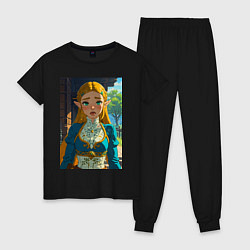 Пижама хлопковая женская The legend of Zelda - ahegao art, цвет: черный