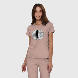 Пижама хлопковая женская Космонавт в планете, цвет: пыльно-розовый — фото 2