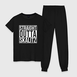 Пижама хлопковая женская Straight outta Skalitz, цвет: черный