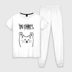 Пижама хлопковая женская In Flames - rock cat, цвет: белый