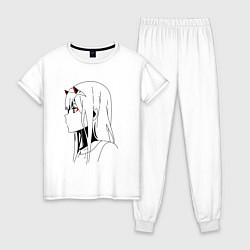 Пижама хлопковая женская Милый во франксе - line, цвет: белый