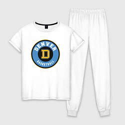 Пижама хлопковая женская Denver basketball, цвет: белый