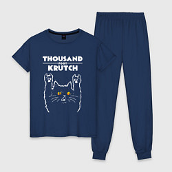Пижама хлопковая женская Thousand Foot Krutch rock cat, цвет: тёмно-синий