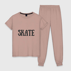 Пижама хлопковая женская Skate, цвет: пыльно-розовый