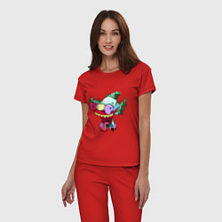 Пижама хлопковая женская Krusty head, цвет: красный — фото 2