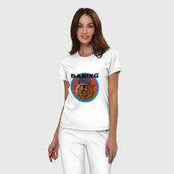 Пижама хлопковая женская Медведь в ушанке злой, цвет: белый — фото 2