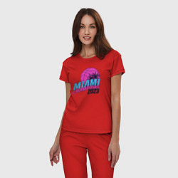 Пижама хлопковая женская Miami champions 2023, цвет: красный — фото 2