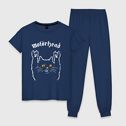 Пижама хлопковая женская Motorhead rock cat, цвет: тёмно-синий