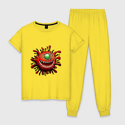 Женская пижама Веселый вирус красный