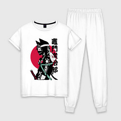 Пижама хлопковая женская Samurai cat women, цвет: белый