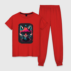 Пижама хлопковая женская Playful fox, цвет: красный
