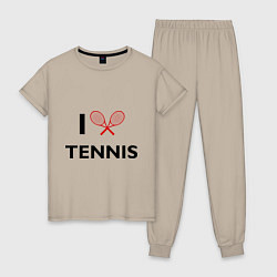 Пижама хлопковая женская I Love Tennis, цвет: миндальный