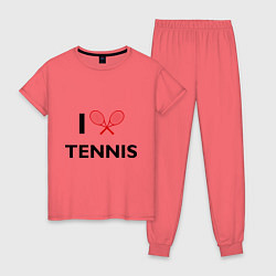 Пижама хлопковая женская I Love Tennis, цвет: коралловый