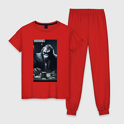 Пижама хлопковая женская Payday 3 gorilla with money, цвет: красный