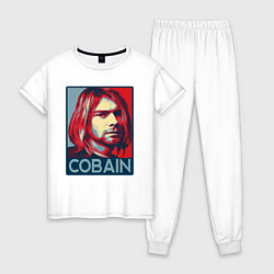 Пижама хлопковая женская Nirvana - Kurt Cobain, цвет: белый