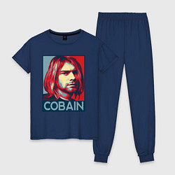 Пижама хлопковая женская Nirvana - Kurt Cobain, цвет: тёмно-синий