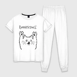 Пижама хлопковая женская Evanescence - rock cat, цвет: белый