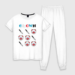 Пижама хлопковая женская Клоуны и ножи, цвет: белый