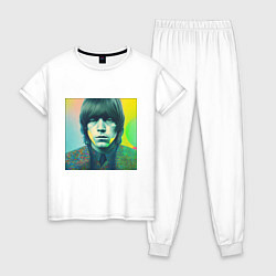 Пижама хлопковая женская Brian Jones Pop Glitch Art, цвет: белый