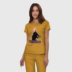 Пижама хлопковая женская Блэкпинк Роза, цвет: горчичный — фото 2