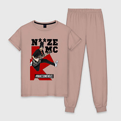 Пижама хлопковая женская Noize MC - guitarist, цвет: пыльно-розовый