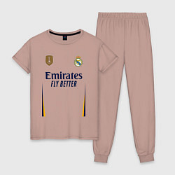 Пижама хлопковая женская Реал Мадрид форма 2324 домашняя, цвет: пыльно-розовый