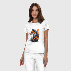 Пижама хлопковая женская Burning fox, цвет: белый — фото 2