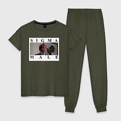 Пижама хлопковая женская Sigma Male, цвет: меланж-хаки