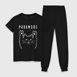 Пижама хлопковая женская Paramore rock cat, цвет: черный