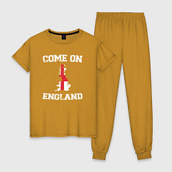 Пижама хлопковая женская Come on England, цвет: горчичный
