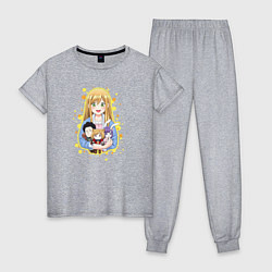 Пижама хлопковая женская Моя любовь 999 уровня к Ямаде - Аканэ, цвет: меланж