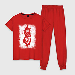 Пижама хлопковая женская Slipknot logo, цвет: красный