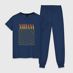 Пижама хлопковая женская Nirvana лого, цвет: тёмно-синий