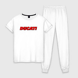 Пижама хлопковая женская Ducati - красный градиент, цвет: белый