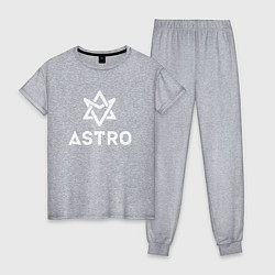 Пижама хлопковая женская Astro logo, цвет: меланж