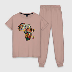 Пижама хлопковая женская Africa, цвет: пыльно-розовый