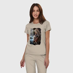 Пижама хлопковая женская Assassins Creed Mirage Асасин Крид Мираж, цвет: миндальный — фото 2
