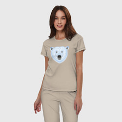 Пижама хлопковая женская Полярный медведь, цвет: миндальный — фото 2